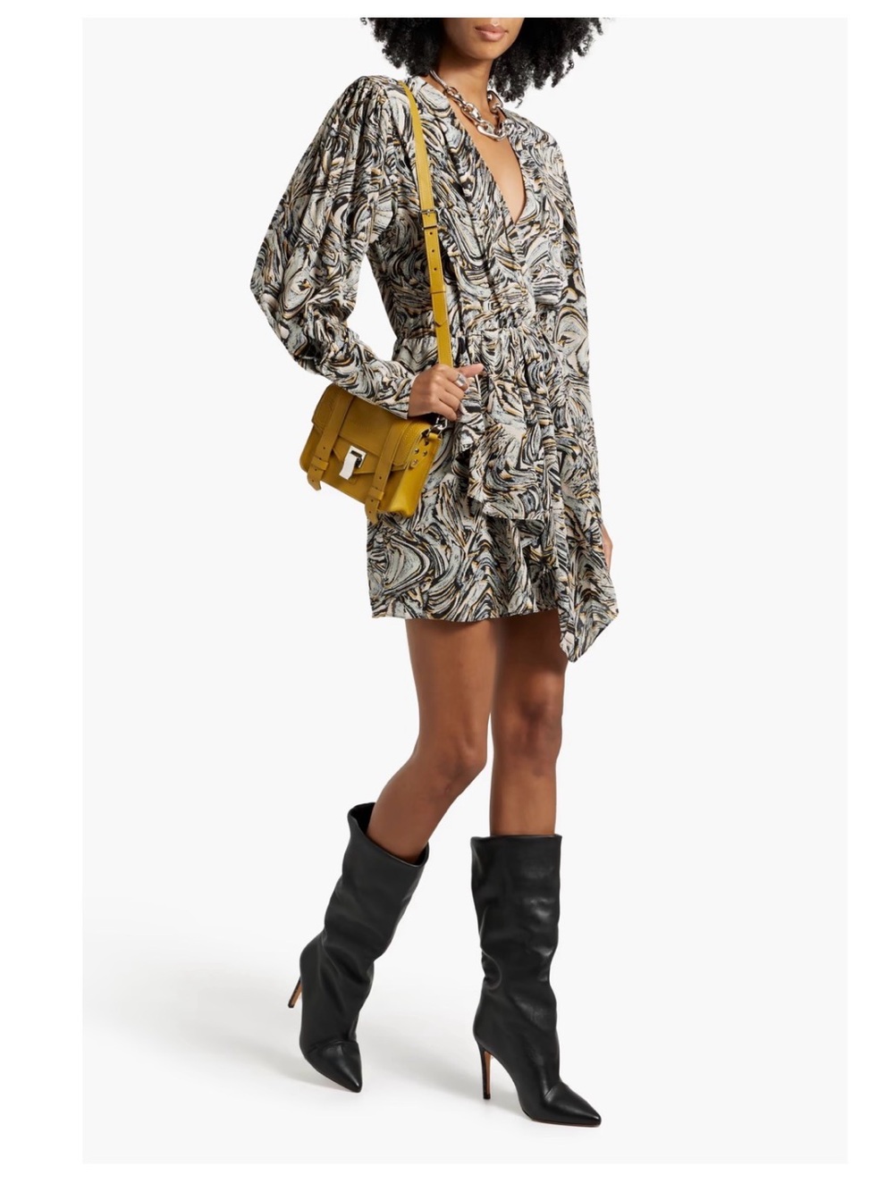 IRO Flamen draped printed silk crepe de chine mini dress